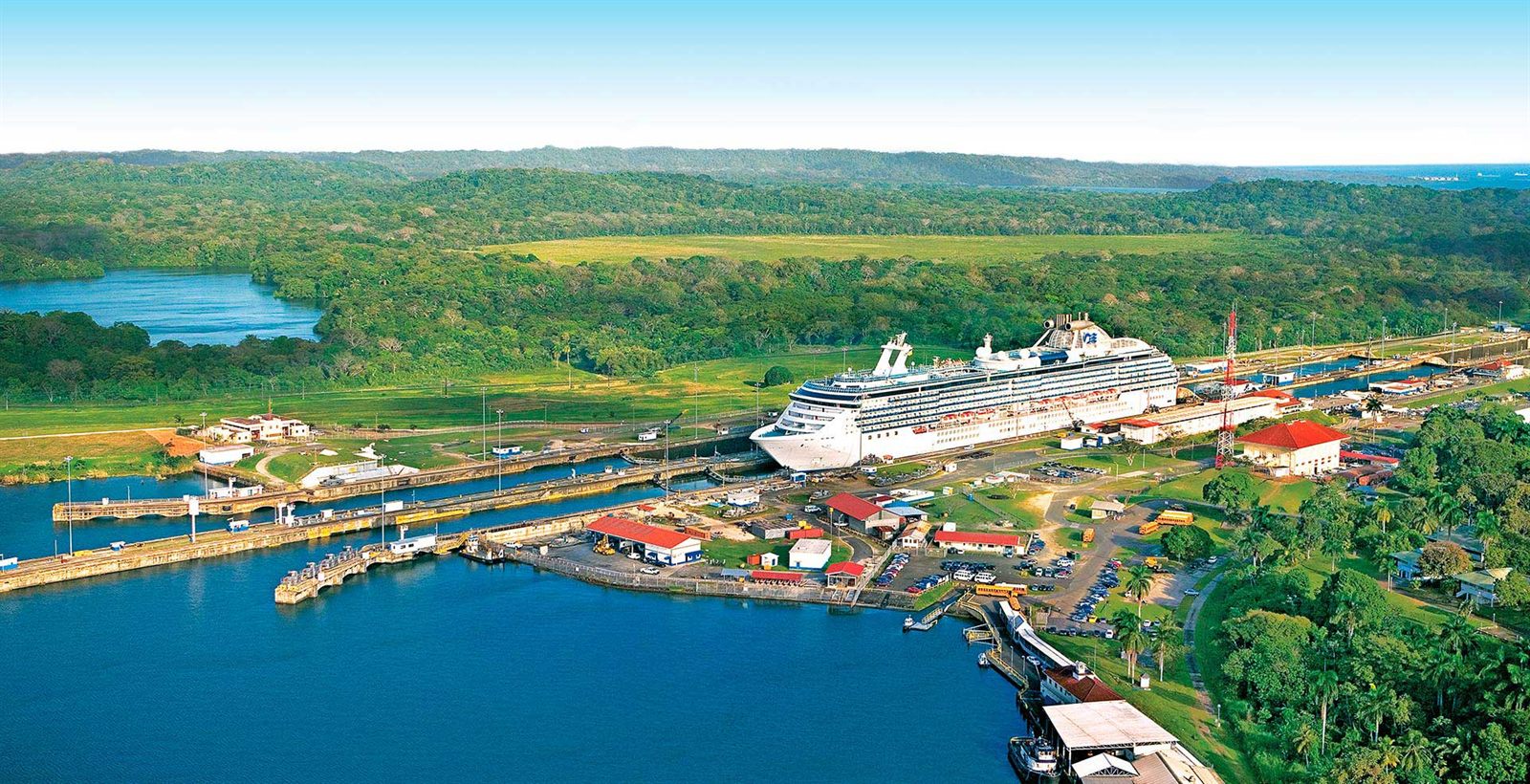Cruise ship in the locks of the Panama Canal
